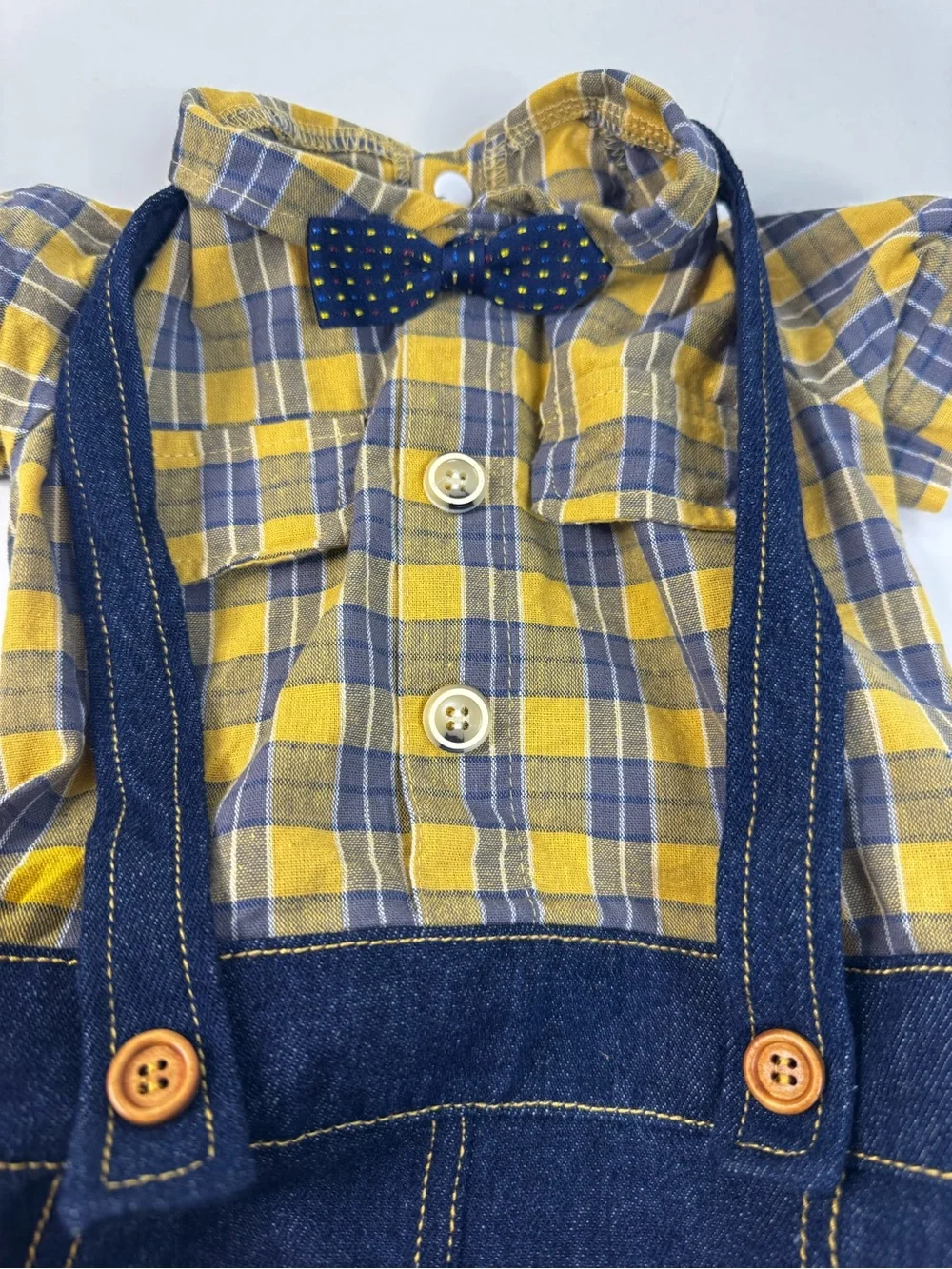 Yellow Plaid Shirt w/Denim Overalls Outfit for Dogs